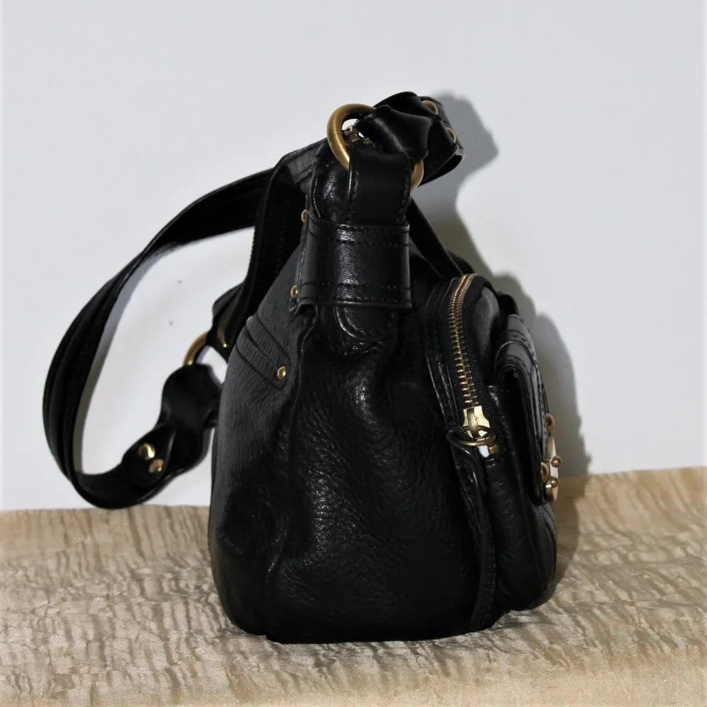 B. Makowsky Black Pebbled Leather Shoulder Bag - Picture 3 of 8